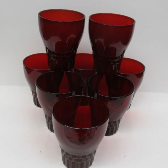 8 - Anchor Hocking Glass Royal Ruby Red GEORGIAN 4 Inch Flat Water Tumblers - Picture 1 of 6